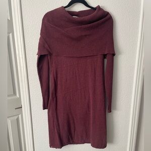 Athleta Maroon Off-Shoulder Sweater Dress